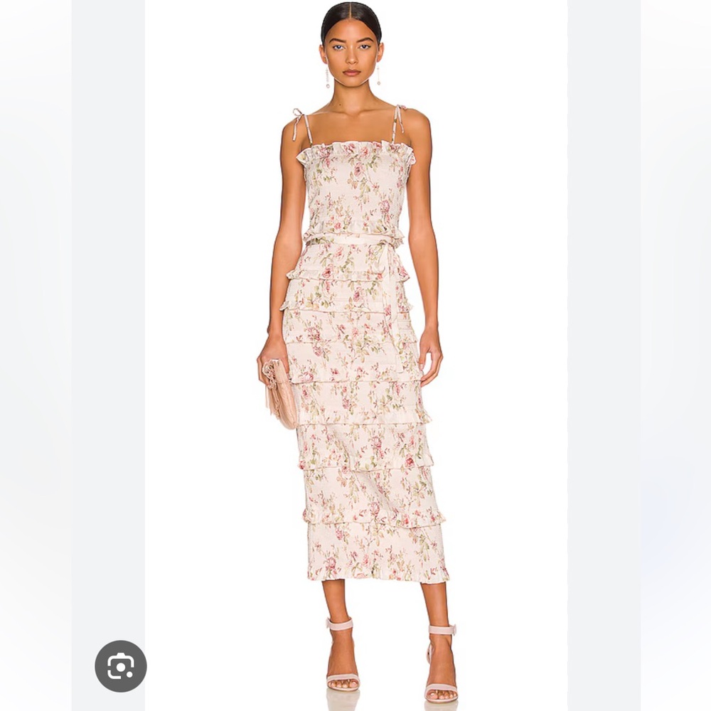 V. Chapman Pink Floral Midi Dress
